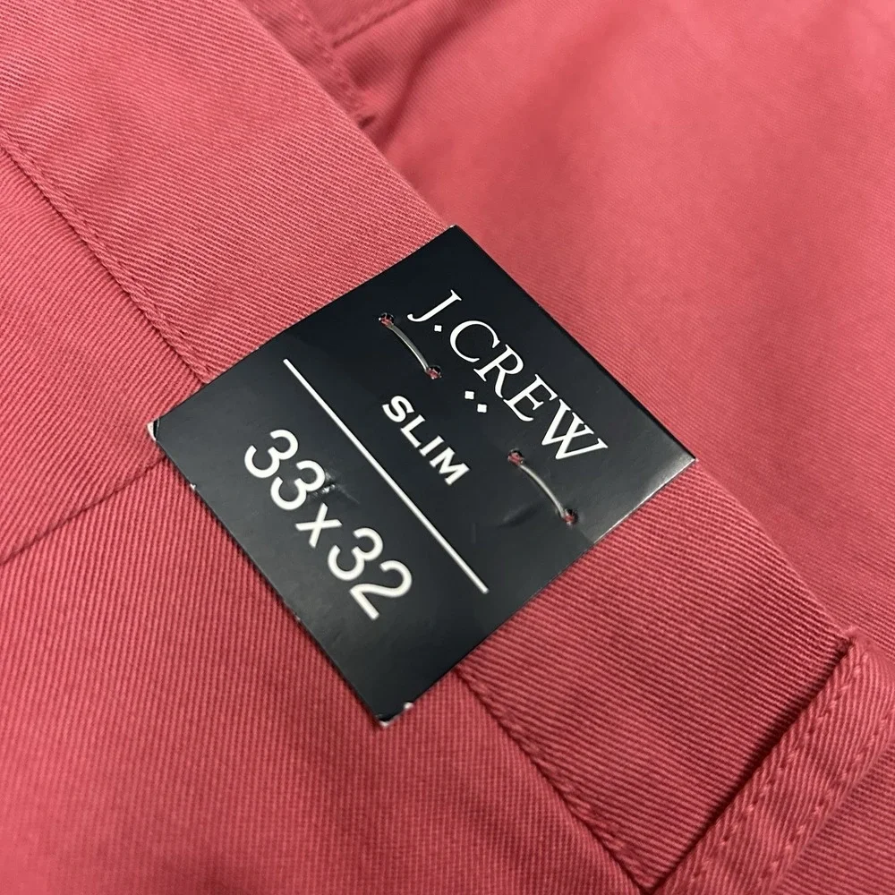 J Crew Slim Fit Chino Pants Mens 33x32 Pink Straight Flex New with Tags‎ NWT